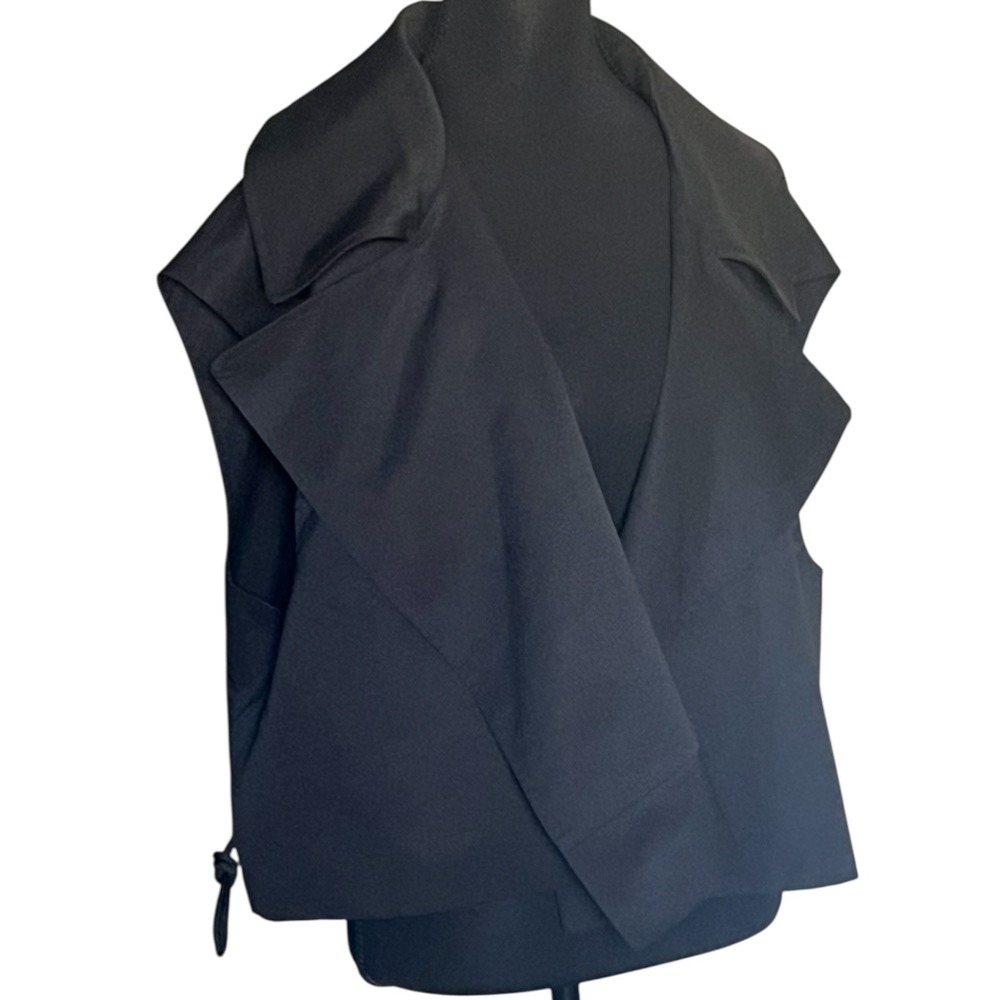 Bucket List Black Draped Waterfall Vest Cape Jacket Open Front Size‎ Small - Picture 12 of 16
